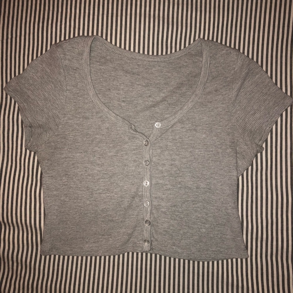 ** SOLD* American Apparel 2x1 Rib Button Crop Top